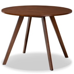 Baxton Studio Alana Mid-Century Modern Transitional Walnut Brown Finished Round Wood Dining Table